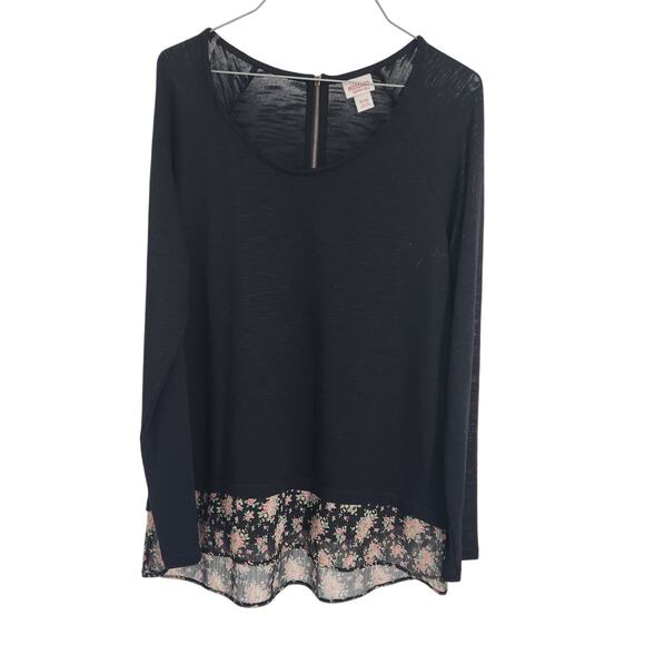 Mossimo Supply Co. Tops - Mossimo Black Floral Trim Long Sleeve Top - Women's XL
